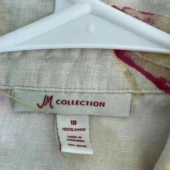 JM Collection Pink Floral 100% Linen Blouse size 18. - Picture 3 of 3